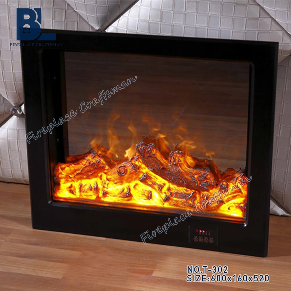 38&quot; Modern Artificial Flame Glass Curved Front Vertical Wall Mount Electric Fireplace in Black