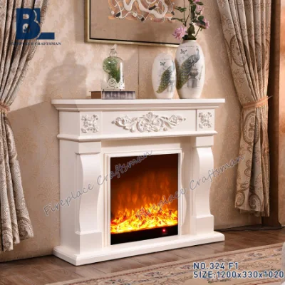Freestanding Solid Wood Resin Carved Electric Fireplace Surround Mantels for Sale