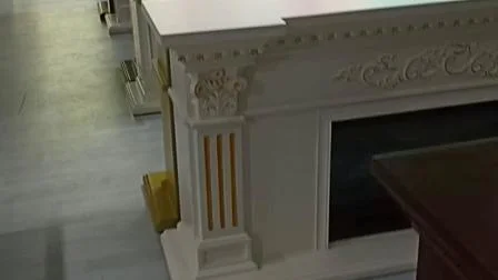 Wholesale Victorian Resin Carved Electric Fireplaces Wooden Fireplace Mantle White Freestand Fireplace for Sale