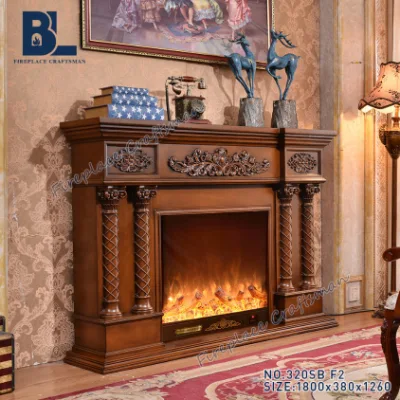 Freestanding Portable Home Use 3D Flame Wooden Electric Heater Fireplace